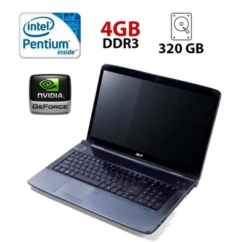 Ноутбук Б-класс Acer Aspire 5737Z / 15.6" (1366x768) TN / Intel Pentium T4200 (2 ядра по 2.0 GHz) / 4 GB DDR3 / 320 GB HDD / Nvidia GeForce 9400M, 256 MB GDDR2, 128-bit / WebCam б/у