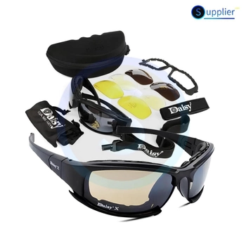 Защитные тактические очки с поляризацией Daisy X7 Black + 4 комплекта линз