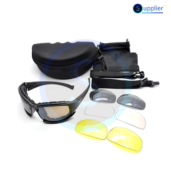 Защитные тактические очки с поляризацией Daisy X7 Black + 4 комплекта линз