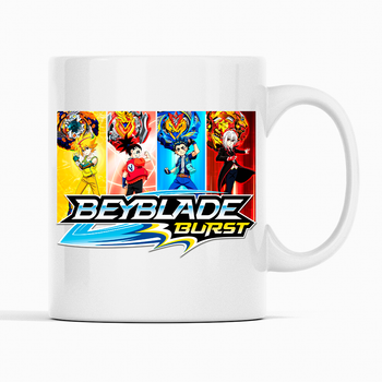 Біла чашка (кухоль) з оригінальним принтом гри Beyblade "Дзига Beyblade burst - Бейблейд берст. Персонажі" К001609