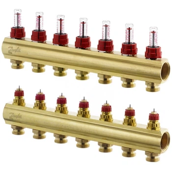 Колектор для теплої підлоги DANFOSS 7 контурів з витратомірами 1"/3/4" FHF 088U0527