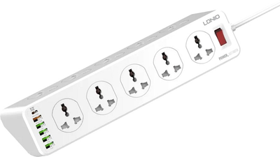Sieciowy filtr przedłużacz LDNIO SC10610 10 Gniazd + 5 USB + 1 Type-C, Quick Charge 3 2 m White (SC10610)
