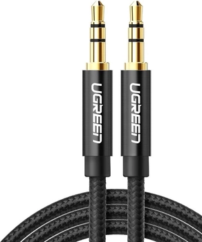 Kabel Ugreen AV112 3.5 mm Male to 3.5 mm Male Cable Gold Plated Metal Case with Braid 1 m Black (6957303853618)