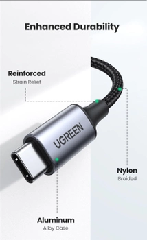 Kabel Ugreen CM450 USB Type-C Male to 3.5 mm Male Audio Cable with Chip 1 m Black (6957303821921)