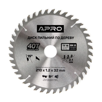 Диск пильний по дереву 210х32(30)х40Т (APRO)