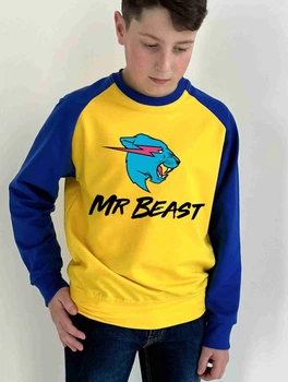 Дитячий світшот для хлопчика Спиногриз Mr Beast №10-00132 134 см Синій з жовтим (ROZ6501045235)