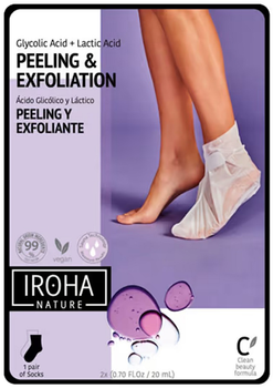 Маска для ніг IROHA nature Peeling & Exfoliation у формі шкарпеток Лаванда 2 х 20 мл (8436036430474)