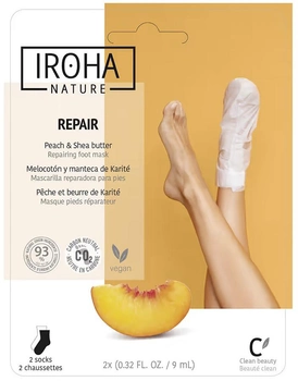 Маска для ніг IROHA nature Repair Foot Mask у формі шкарпеток Персик і олія ши 2 x 9 мл (8436036430436)