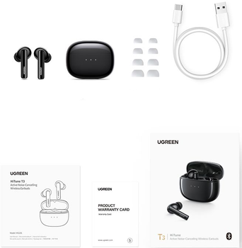 Słuchawki Ugreen WS106 HiTune T3 Active Noise-Cancelling Earbuds Black (6957303894017)