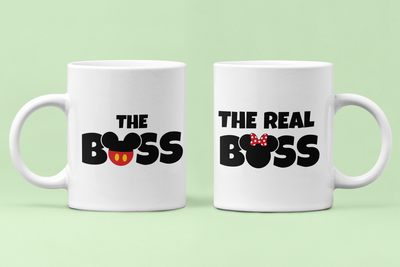 Парные чашки кружки Boss real boss Микки маус для Влюблённых Белая 330 мл
