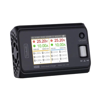 Зарядний пристрій для батарей акумуляторів FPV Charger ToolkitRC M6D 500W 15A 2xXT60 для дрону квадрокоптера балансування 1-6S (ToolkitRC M6D)