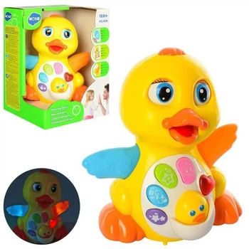 Музыкальная Утка Hola Toys 808-8, ездит, шевелит глазами и ртом, крякает, светятся крылья, в коробке