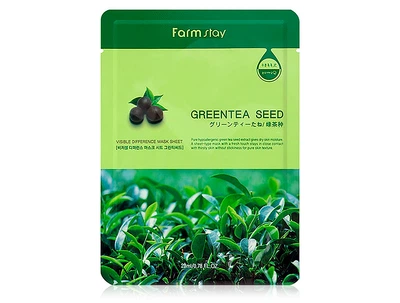 Успокаивающая тканевая маска для лица с зеленым чаем FarmStay Visible Difference Mask Sheet Green Tea Seed (8809809803834)