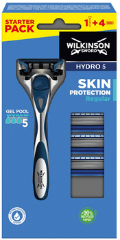 Maszynka do golenia Wilkinson Sword Hydro 5 Skin Protection Regular z wymiennymi ostrzami dla mężczyzn 1 szt + wkłady 4 szt (4027800972234)