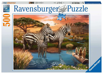 Пазл Ravensburger Zebras In Sunset 500 елементів (4005556173761)