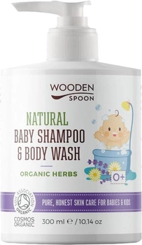 Żel pod prysznic i szampon do włosów Wooden Spoon Natural Organic Herbs 2 w 1 dla dzieci 300 ml (3800232739764)