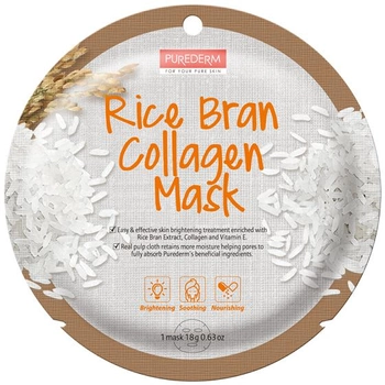Maseczka Purederm Rice Bran Collagen Mask kolagenowa w płacie Ryż 18 g (8809411187896)