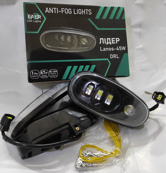 Дополнительные противотуманные LED фары ПТФ на Daewoo Lanos Sens 45W DRL 97- комплект Дэу Ланос M20620