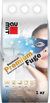 Фуга (затирка для швов) однокомпонентная цементная для плитки Baumit PremiumFuge White Белый класс СG2 1 кг (4820105882280)