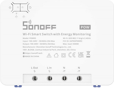 Inteligentny 1-kanałowy przełącznik Wi-Fi Sonoff POWR3 (6920075776768)
