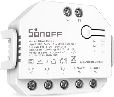 Смарт-перемикач Sonoff DUALR3-LITE Wi-Fi з подвійним реле (DUALR3 Lite)