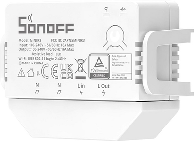 Розумний 1-канальний перемикач Sonoff Wi-Fi MINIR3, 3500 Вт (6920075776775)