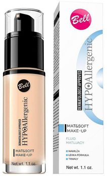 Тональна основа-флюїд Bell HypoAllergenic Mat&Soft Make-Up гіпоалергенна матуюча 02 Natural 30 г (5902082504054)