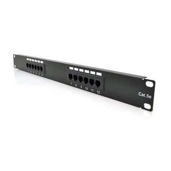 Патч-панель PiPo 12 портів UTP кат 5E 19" 1U неекранована чорна Q25