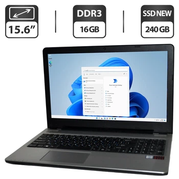 Ноутбук Б-класс Pegatron D15S PlaidBook / 15.6" (1366x768) TN / Intel Core i5-6200U (2 (4) ядра по 2.3 - 2.8 GHz) / 16 GB DDR3 / 240 GB SSD NEW / Intel HD Graphics 520 / WebCam / Windows 11 Pro б/у