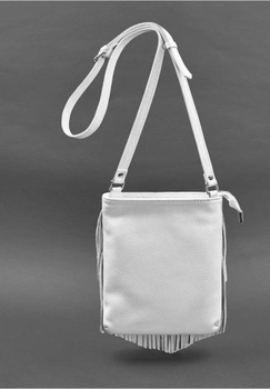 Кожаная женская сумка с бахромой мини-кроссбоди белый