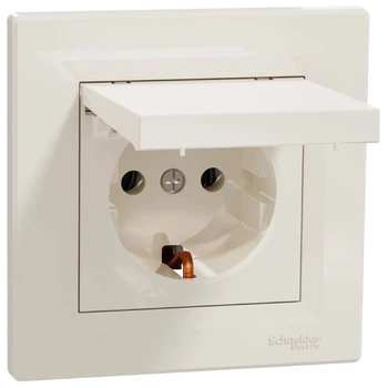 Розетка с крышкой, с заземлением Schneider Electric Asfora EPH3100123