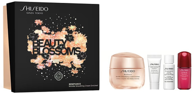 Zestaw Shiseido Beauty Blossoms Benefiance Krem wygładzający zmarszczki 50 ml + Koncentrat regeneracyjny 10 ml + Lotion do twarzy 7 ml + Oczyszczająca pianka 5 ml (3598380037091)