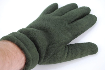 Перчатки мужские тёплые спортивные тактические флисовые на меху зелёные 9093_12_Olive