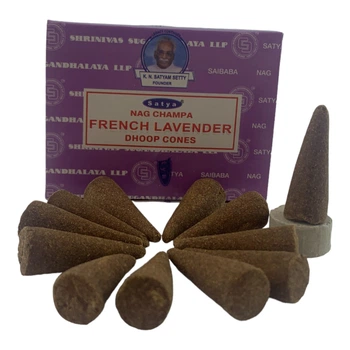 Пыльцевые благовония арома-конусы - French Lavender, Nag champa Dhoop Cones, Масала Satya (Французская Лаванда)