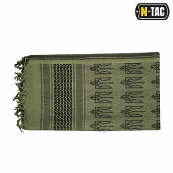 Тактична арафатка зсу шарф шемаг бавовняний із тризубом M-Tac, чоловіча хустка на шию куфія, колір Олива, 40905001