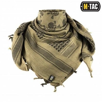Арафатка зсу шемаг 100% хлопок, тактический шарф-платок куфия с черепами M-TAC Pirate Skull оливка/чёрный, 40903001
