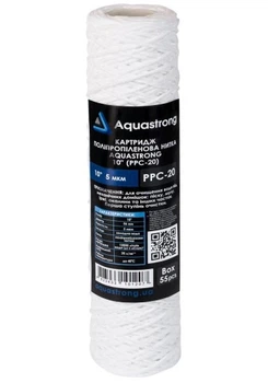 Картридж полипропиленовый Aquastrong PPC-20, 10", 5 мкм, d=56 мм, полипропиленовая нить