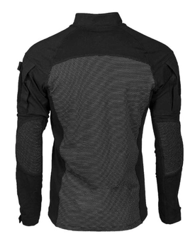 Рубашка мужская Mil-Tec M-T из 100% хлопка с сетчатыми вставками из полиэстера высокий воротник-стойка регулируемые манжеты рукава на липучках петли на плечах для шевронов Черная 2XL