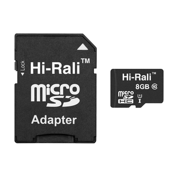 Карта памяти MicroSDHC 8GB UHS-I Class 10 Hi-Rali + SD-adapter (HI-8GBSD10U1-01)