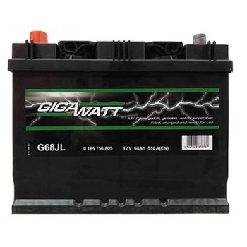 Акумуляторна батарея 68А ASIA ЛЕВ [+] 12V 68AH 550A 261*175*220(0185756805) пр-во GIGAWATT