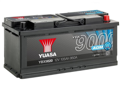 Батарея аккумуляторная AGM Start-Stop Plus 12В 105Ач 950A(EN) R+(YBX9020) пр-во YUASA