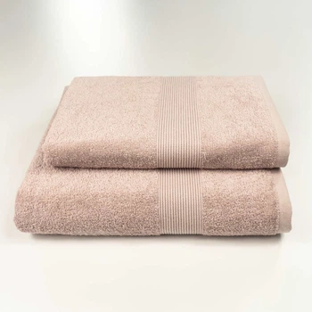 Комплект махровых полотенец с бордюром 2шт GM Textile 50х90см, 70х140см 400г/м2 (Капучино)
