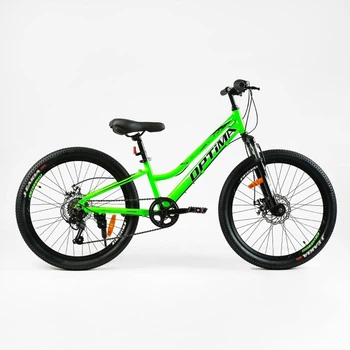 Велосипед Спортивний Corso «Optima» 24" дюйми TM-24326 рама алюмінієва 11``, обладнання Shimano 7 швидкостей, зібран на 75%