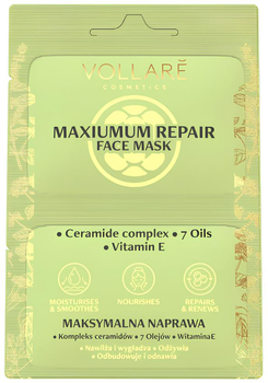 Maska nawilżająca do twarzy Vollare Cosmetics Maximum Repair 2 x 5 ml (5902026644754)