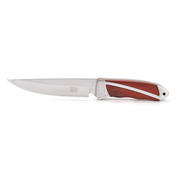Нож для кемпинга SC-8118, Steel + brown wood, Чехол