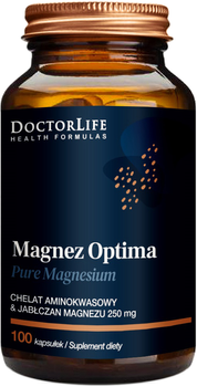 Suplement diety Doctor Life Magnez Optima chelat aminokwasowy i Jabłczan Magnezu 200 mg 100 kapsułek (5903317644156)