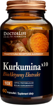 Харчова добавка Doctor Life Куркумін х10 біоактивний екстракт 500 мг 60 капсул (5903317644613)