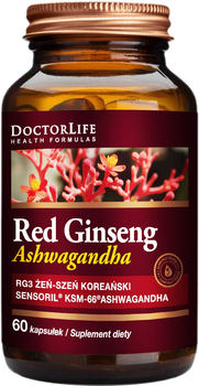 Suplement diety Doctor Life Red Ginseng Żeń-szeń + Ashwagandha Sensoril 60 kapsułek (5906874819296)