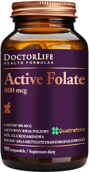 Suplement diety Doctor Life Active Folate aktywny kwas foliowy 800 mcg 90 kapsułek (5906874819661)