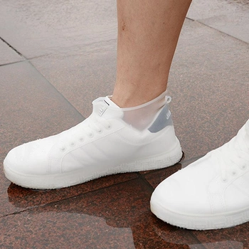 Водонепроницаемые бахилы Lesko SB-150 White 15 см на обувь от дождя защитные резиновые